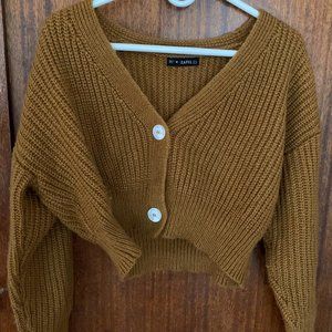 Zaful Brown Cropped Sweater Size M